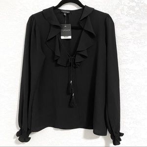 NWT Topshop Ruffle Neck Blouse